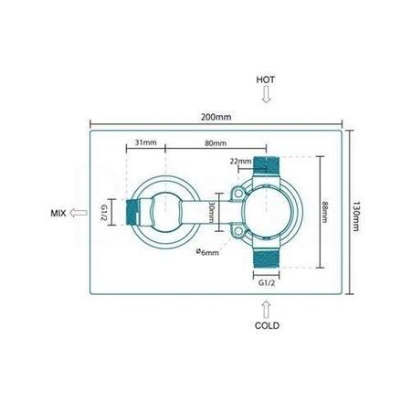 Single Control Concealed Thermostatic Shower Valve & Freeflow Bath Filler with Push Button Waste & Overflow