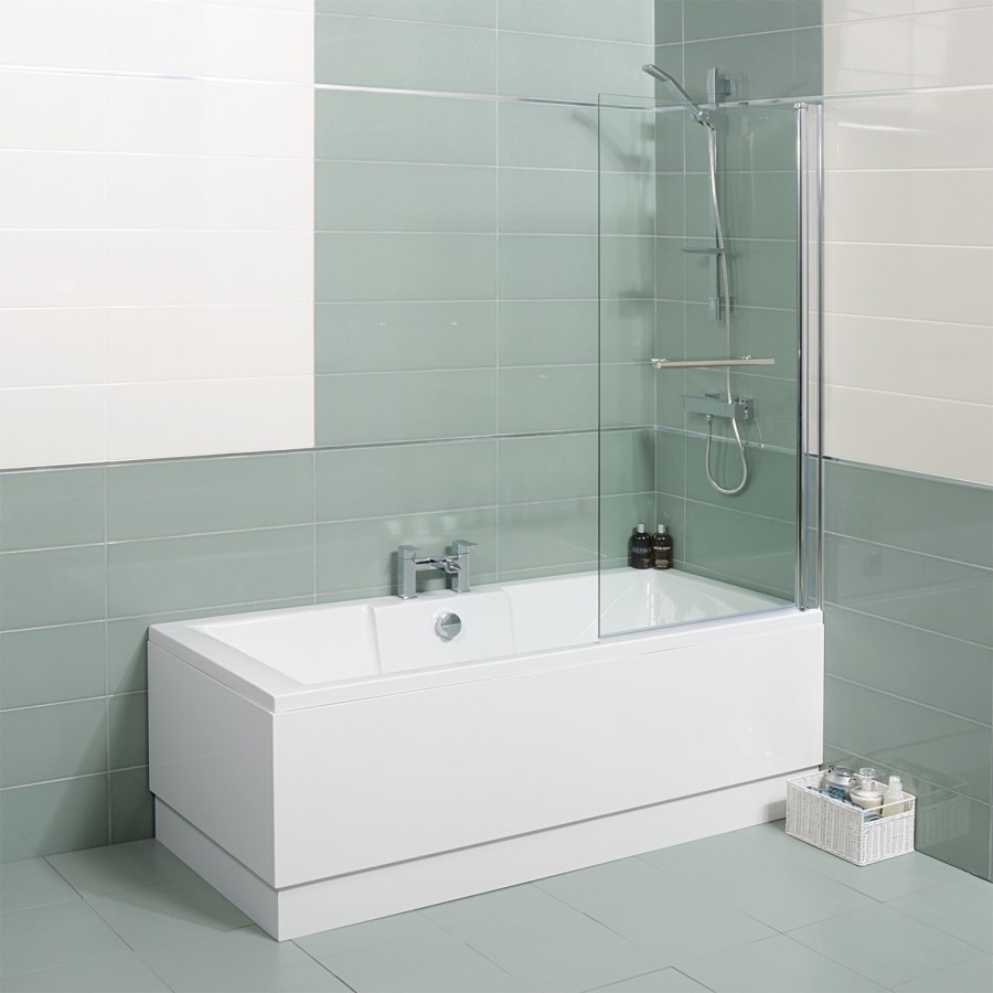 Tabor Left Hand Shower Bath with Double Screen and Towel Rail - L1500 x W700mm