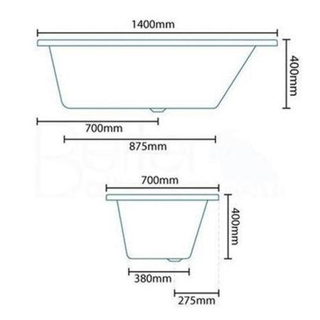 Tabor Left Hand Shower Bath with Double Screen and Towel Rail - L1500 x W700mm