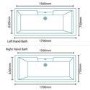 Tabor 1700 x 750 Deluxe Whirlpool Bath-No Bath Screen-Right hand bath