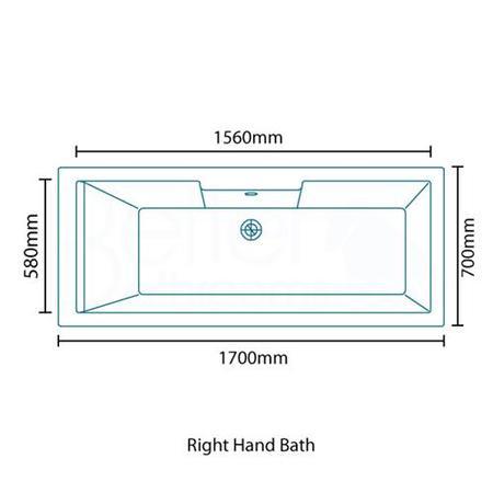 Tabor 1800 x 800 Shower Bath-Right Hand Bath with Double Screen 