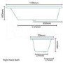 Tabor 1800 x 800 Shower Bath-Right Hand Bath with Double Screen 