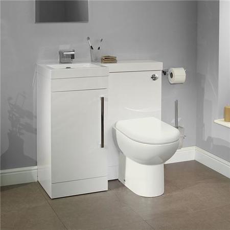 Apex White Left Hand Combination Unit with Santorini Toilet and Seat