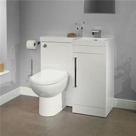 900mm Floor Standing Combination Unit with Tampa Toilet - White Single Door Cabinet - Apex Range