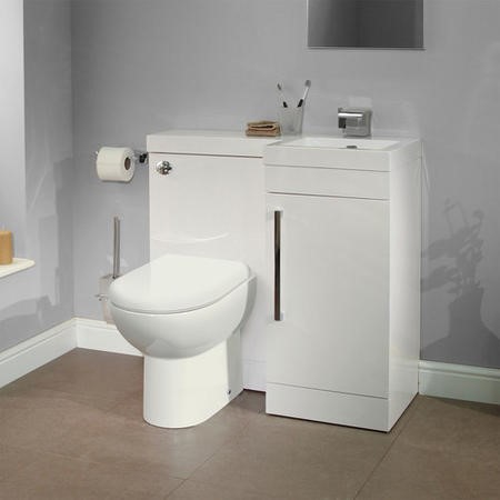 Right Hand Compact Toilet Basin Combination Unit Compact White Santorini Toilet Apex Range