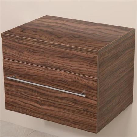 600mm Wall Hung Bathroom Cabinet - Walnut Single Drawer Unit - Aspen Range