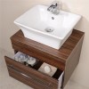 600mm Wall Hung Bathroom Cabinet - Walnut Single Drawer Unit - Aspen Range