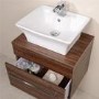 600mm Wall Hung Bathroom Cabinet - Walnut Single Drawer Unit - Aspen Range