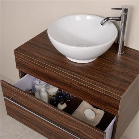 750mm Wall Hung Storage Unit - Walnut Single Drawer Unit - Aspen Range