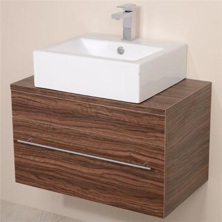 Aspen 750 Wall Mounted Walnut Cabinet with Rec Basin