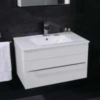 700mm Wall Hung Vanity Basin Unit - White Single Drawer - Aspen Range