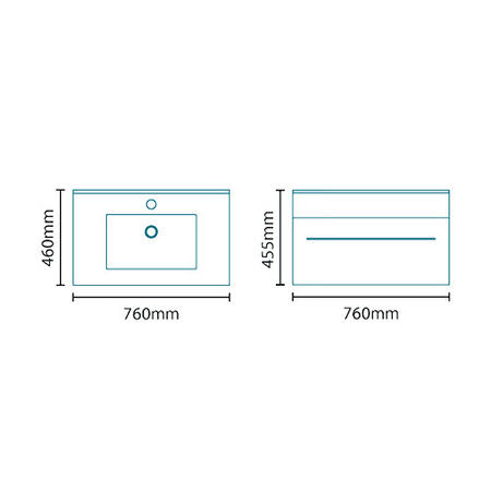 700mm Wall Hung Vanity Basin Unit - White Single Drawer - Aspen Range