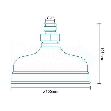 Fixed 150mm Apron Shower Head & Ceiling Arm