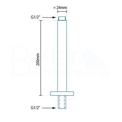 Fixed 150mm Apron Shower Head & Ceiling Arm