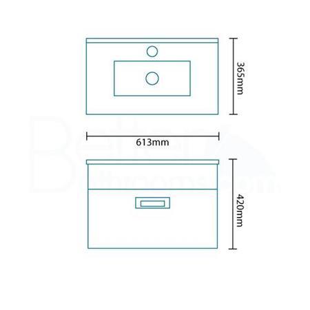 Aspen Compact 600 Wall Mounted 1 Drawer Vanity Unit