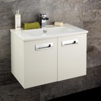 600mm Wall Hung Basin Vanity Unit - White Double Door - Aspen Range