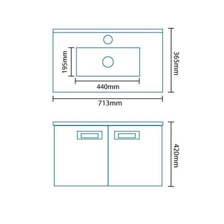 Aspen Compact 700 Wall Mounted 2 Door Vanity Unit