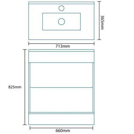 Aspen Compact 700 Floor Mounted 2 Drawer Vanity Unit