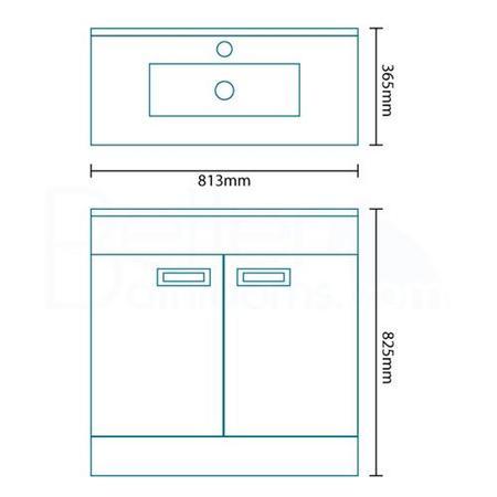 Aspen Compact 800 Floor Mounted 2 Door Vanity Unit