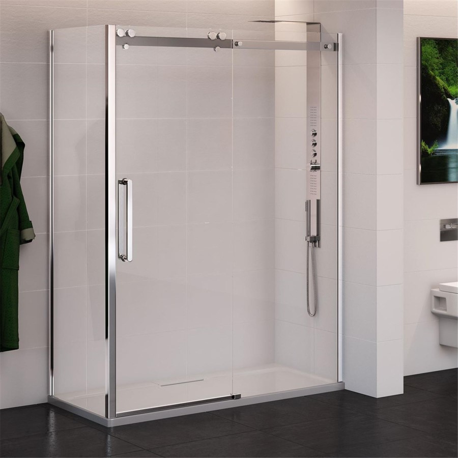 1600 x 800 Sliding Shower Enclosure - Left Hand 10mm Easy Clean Glass - Trinity Range
