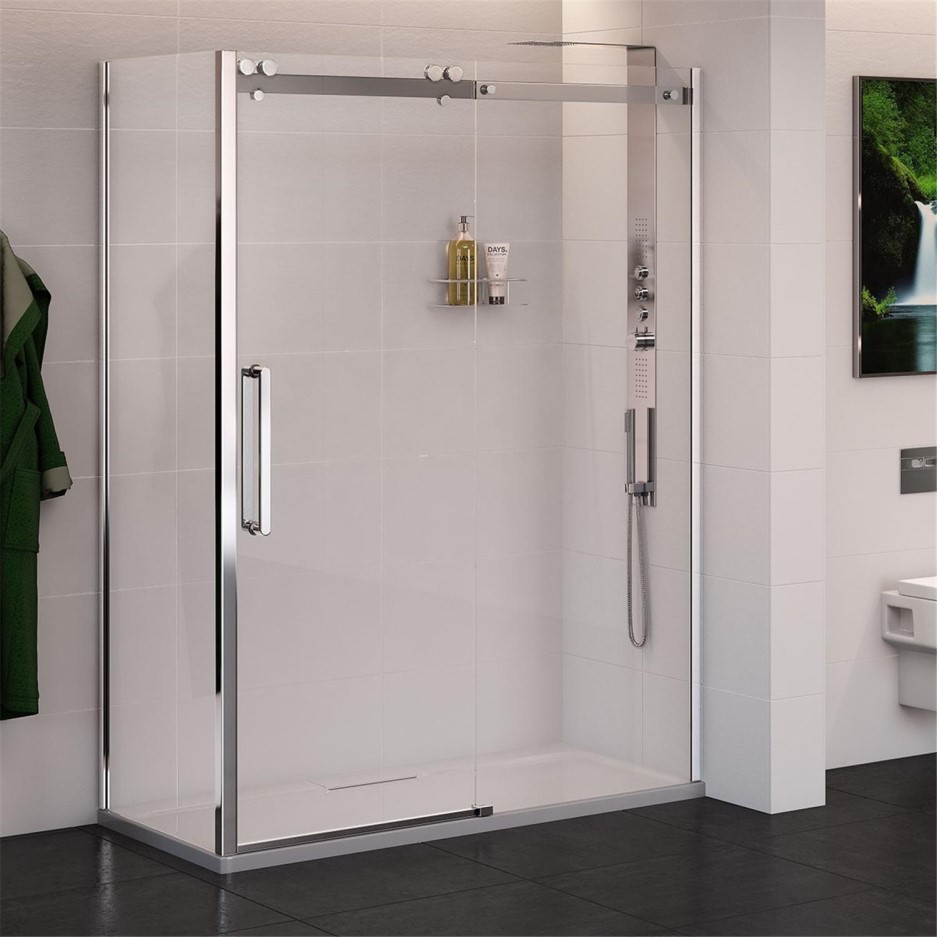 1600 x 800 Sliding Shower Enclosure Left Hand 10mm Easy Clean Glass