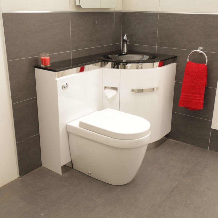 Vigo Right Hand Corner Combination Unit with Aurora Pan & Black Basin 