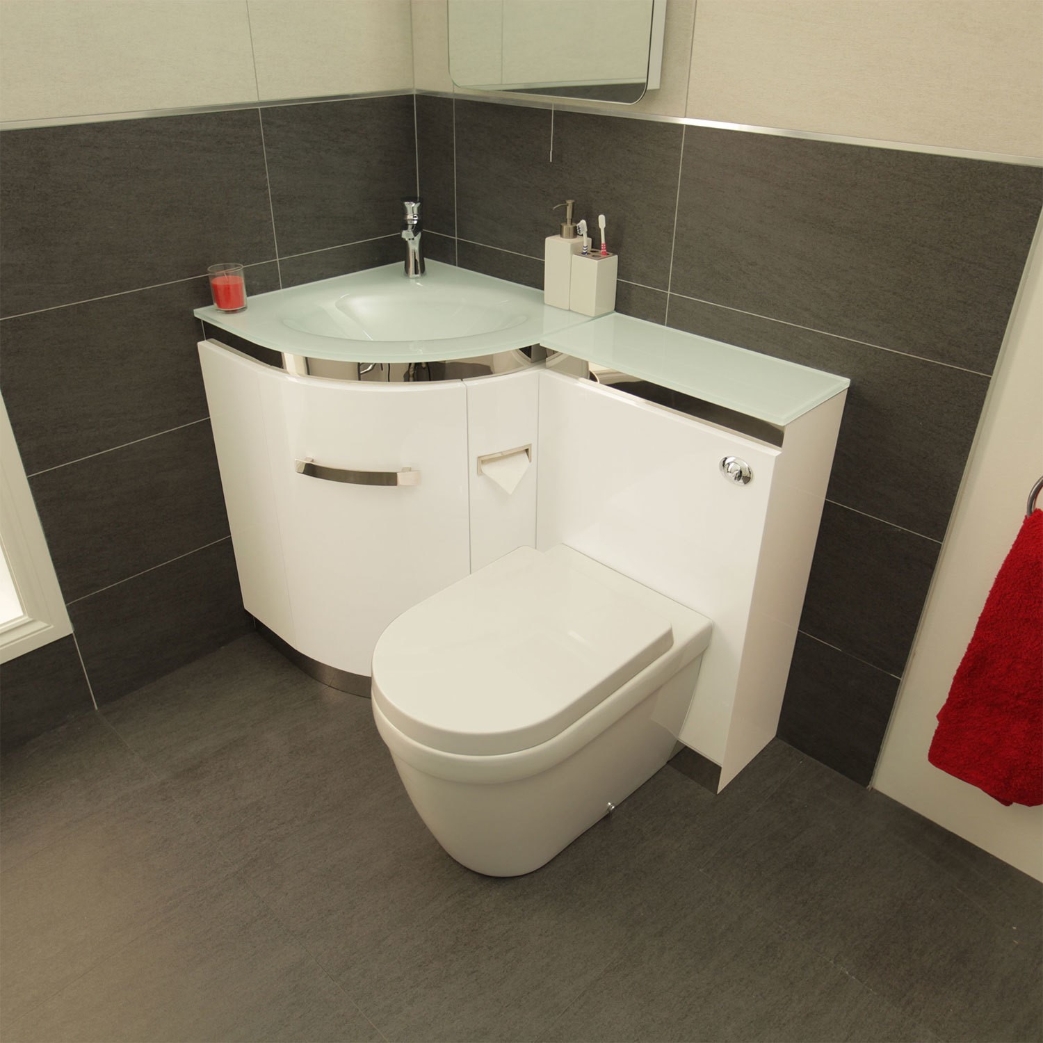 Vigo Left Hand Corner Combination Unit With Aurora Toilet White Basin