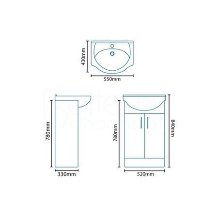Windsor™ 55 White Vanity Basin Unit, no waste, tap