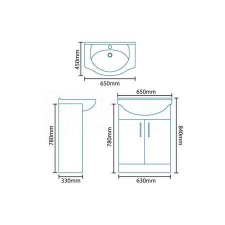 65 White Vanity Basin Unit no tap no waste