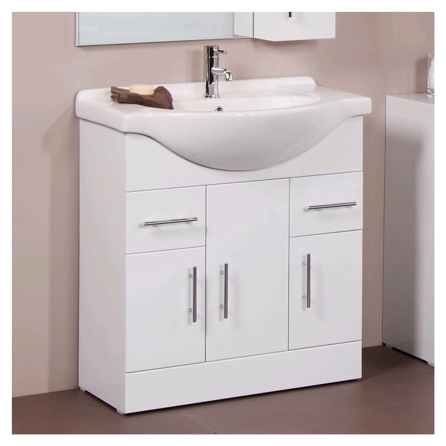 750mm White Vanity Basin Unit - Windsor Range