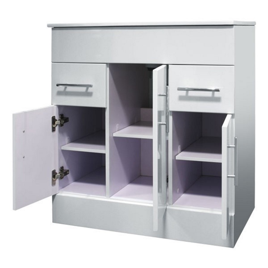 1000mm Floorstanding vanity Basin Unit - Drawers & Doors - White - Aspen Range