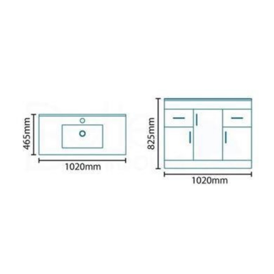 1000mm Floorstanding vanity Basin Unit - Drawers & Doors - White - Aspen Range