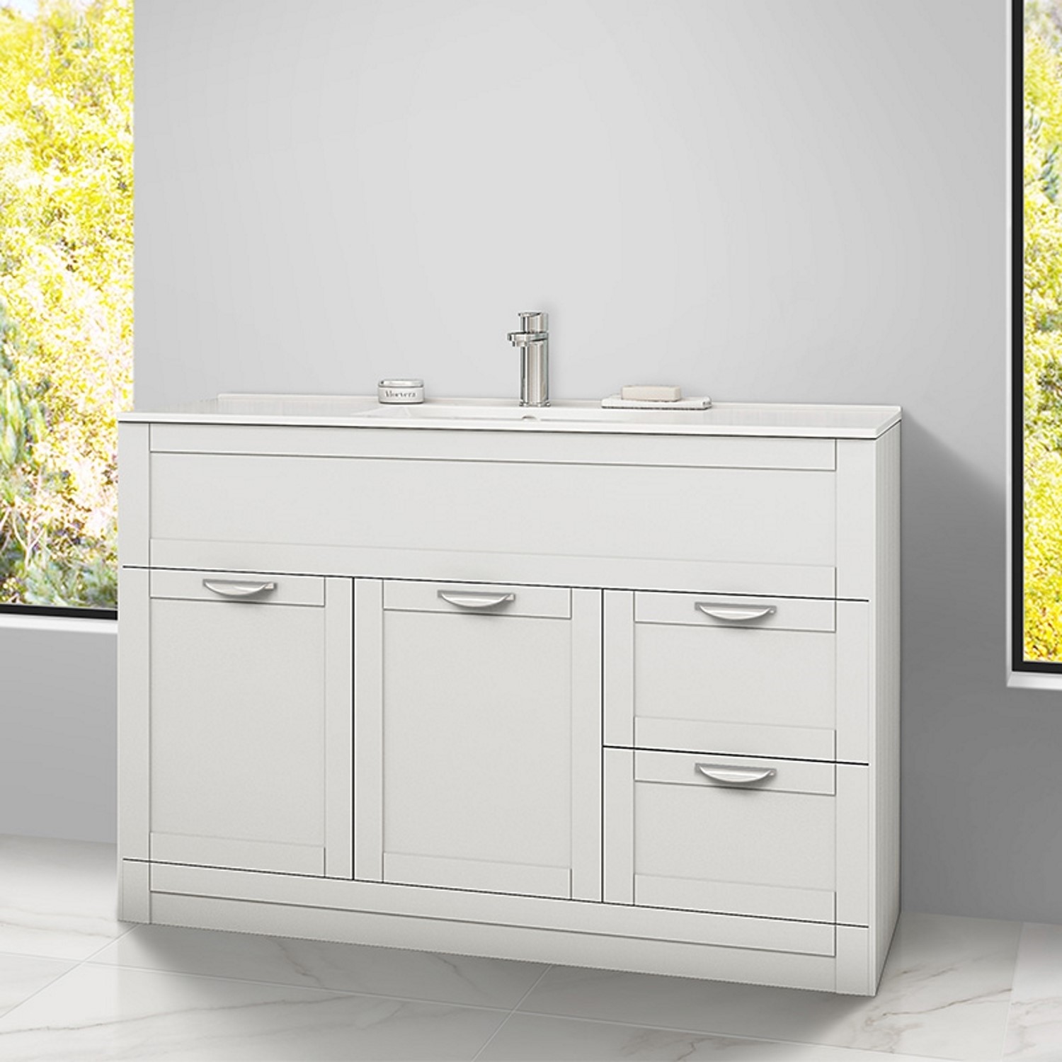1000mm Vanity Basin Unit White Modern Handle Nottingham Range 1000mm Vanity Basin Unit White Modern Handle Nottingham Range