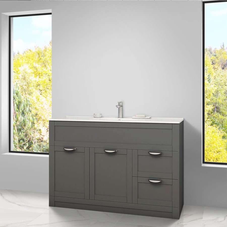 Nottingham Grey 1000 Vanity Unit & Basin Modern handle