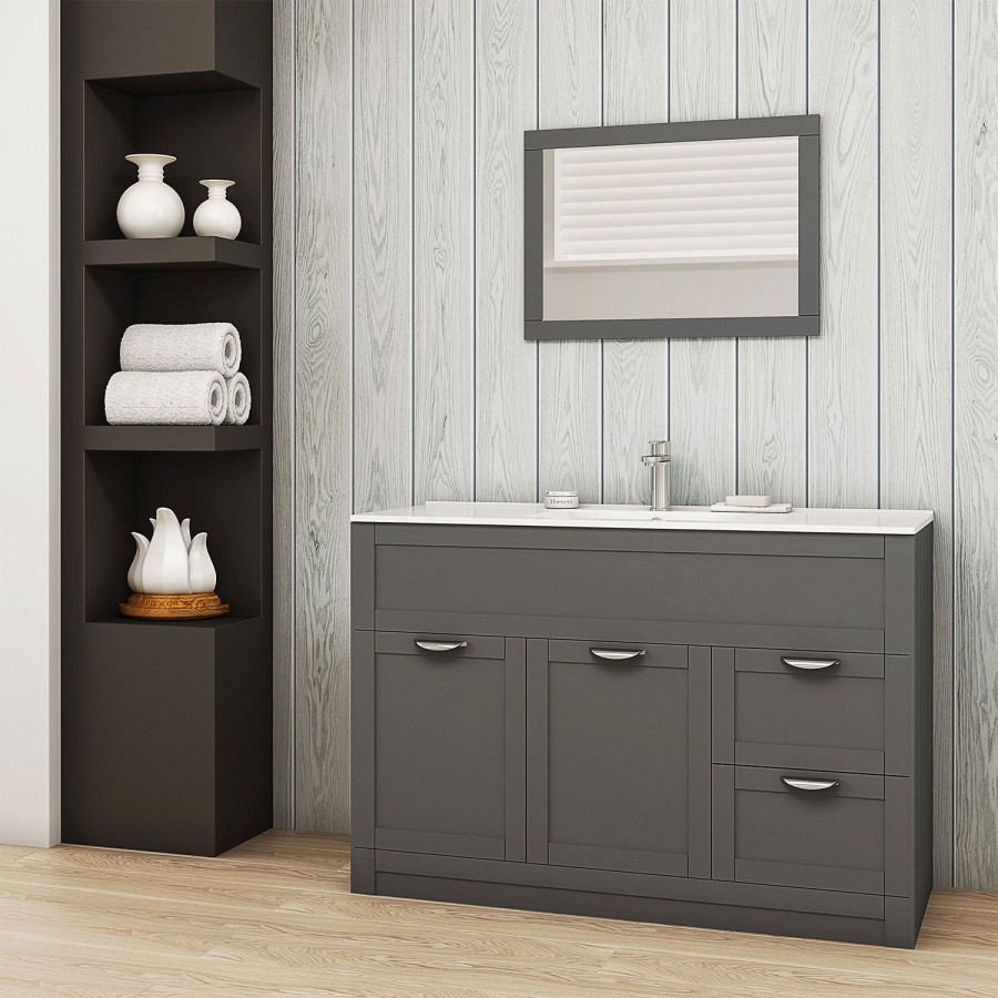Nottingham Grey 1000 Vanity Unit & Basin Modern handle