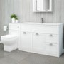 1000mm Floor Standing Combination Unit with Tabor Toilet - White Doors & Drawers Unit - Traditional Handles-Nottingham Range