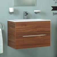 Aspen 600mm Wall Hung Vanity Unit - Walnut Single Drawer