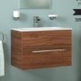 Aspen 600mm Wall Hung Vanity Unit - Walnut Single Drawer