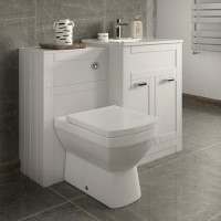 Floor Standing Combination Unit with Tabor Toilet - White Double Door Modern Handle - Nottingham Range
