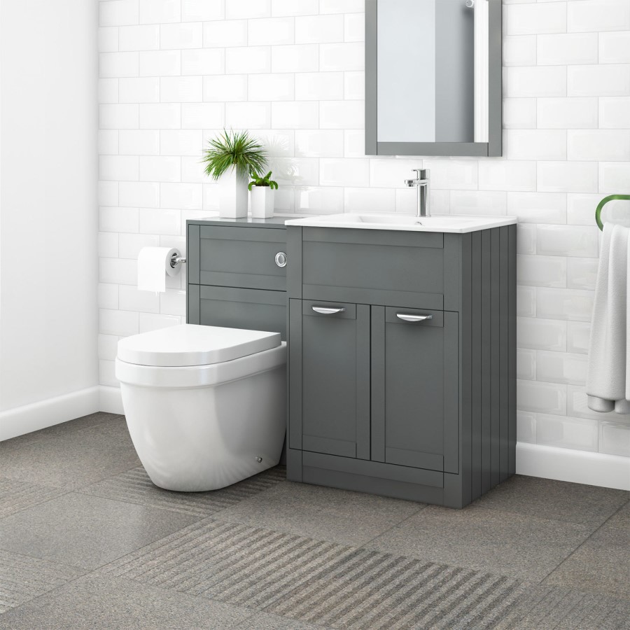 Nottingham 600 Grey Combination Unit Suite with Aurora Back to Wall Toilet