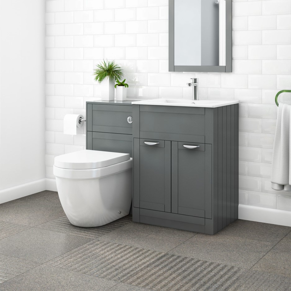 Nottingham 600 Grey Combination Unit Suite with Aurora Back to Wall