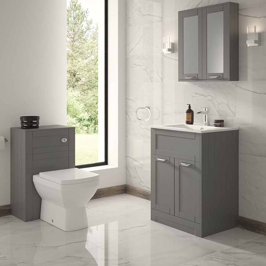 Nottingham Toilet and Basin Grey Combination Unit with Taybor Back to Wall Toilet