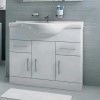 850mm Vanity Unit with Basin Drawer &amp; Cupboard White - Windsor