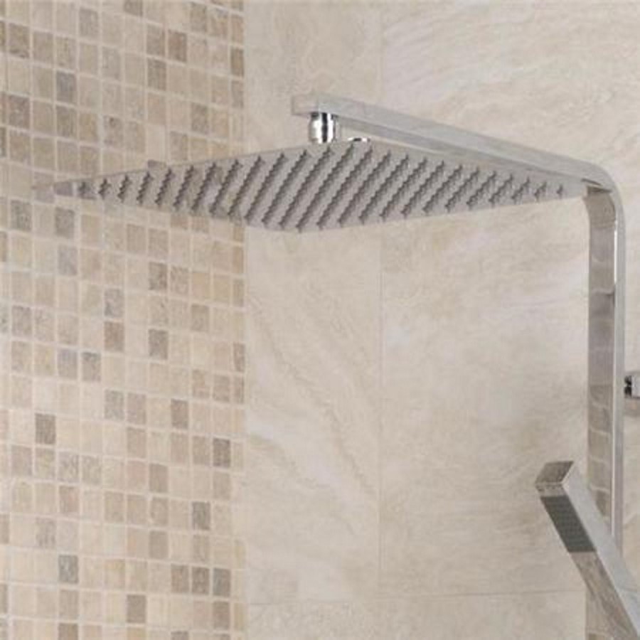 Deluxe Square Ultra Thin 300 Riser Slide Shower Rail Kit with Valve 
