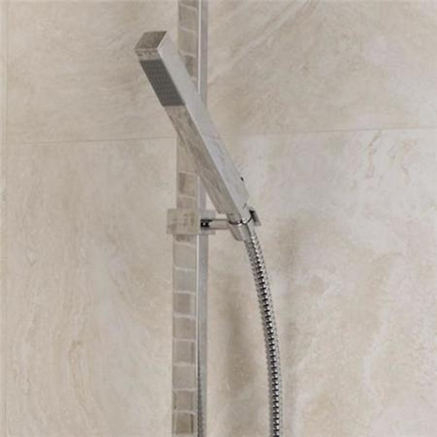 Deluxe Square Ultra Thin 300 Riser Slide Shower Rail Kit with Valve 