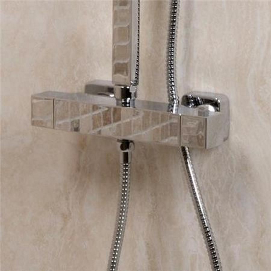Deluxe Square Ultra Thin 300 Riser Slide Shower Rail Kit with Valve 