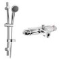 Laos Wall Mounted Thermostatic Bath Shower Mixer with Primo Slide Shower Rail Kit
