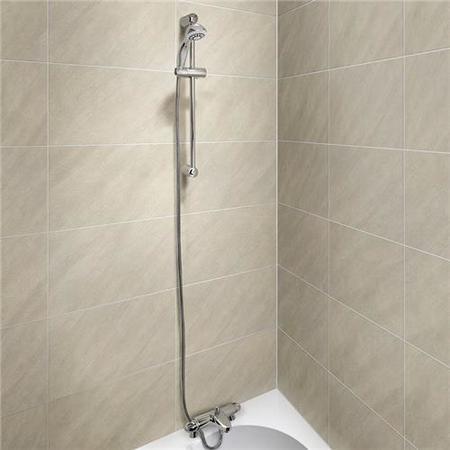 Laos Deck Thermostatic Bath Shower Mixer with Primo Slide Shower Rail Kit