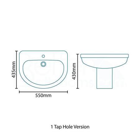 Impressions Basin and Semi Pedestal 1 Tap Hole