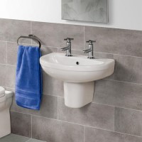 Impressions Basin and Semi Pedestal with 2 Tap Holes